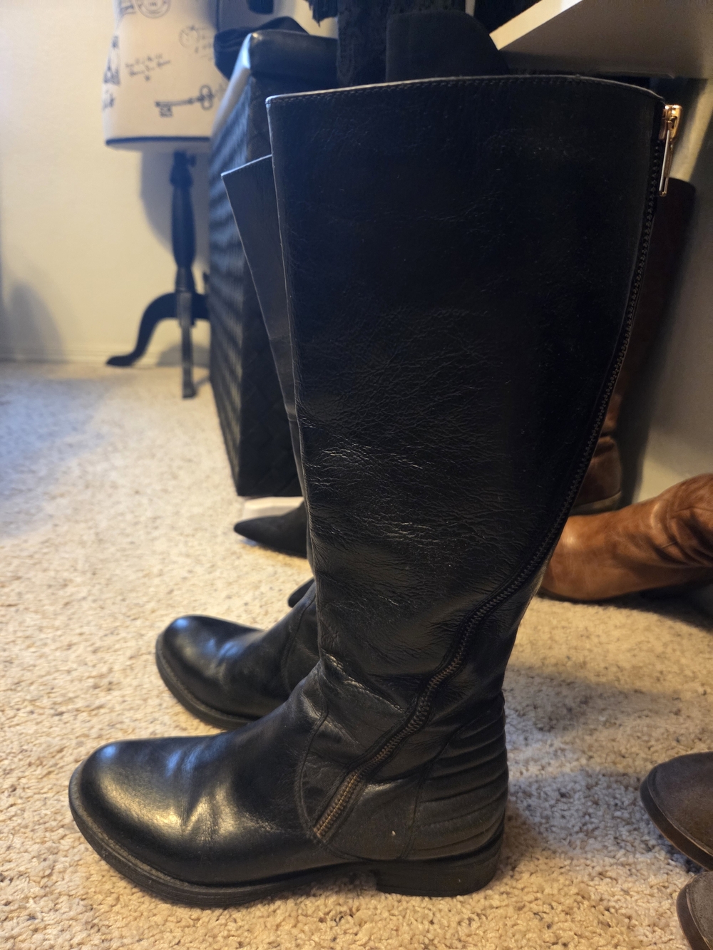 Steve Madden Black Knee High Leather Boots Abbyy
